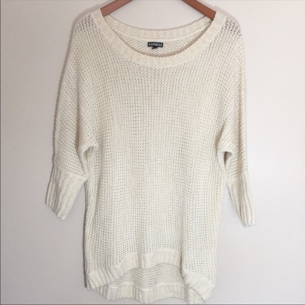 Express scoop neck dolman sleeve cream sweater szM